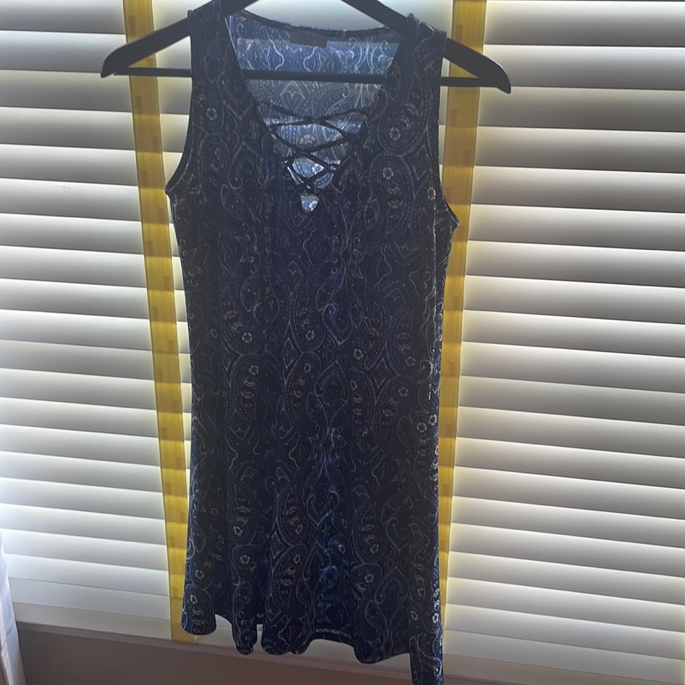 Abbeline dress, S, blue grey and white.